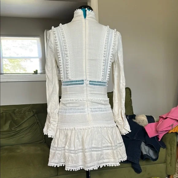 Zimmermann Style Long Sleeve Romantic Boho Lace Mini Dress Size XS/S - Picture 3 of 8